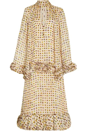 ALEXIS Hilana Ruffled Polka-Dot Crepe Midi Dress