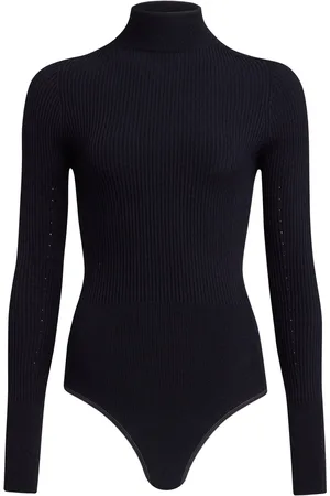 Alaïa High-Neck Ribbed-Knit Bodysuit