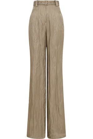 GABRIELA HEARST Norman High-Rise Metallic Silk Straight-Leg Pants