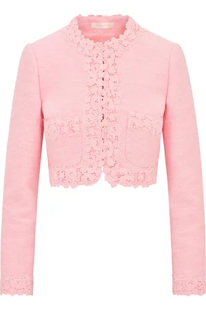 LOVESHACKFANCY Leilana Lace-Trimmed Tweed Jacket