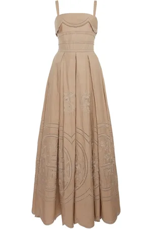 Elie saab Embroidered Cotton-Blend Maxi Dress