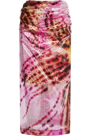DRIES VAN NOTEN Printed Organza Midi Skirt