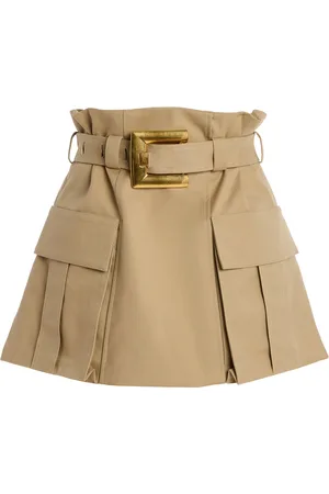 Balmain Belted Cotton-Gabardine Mini Skirt