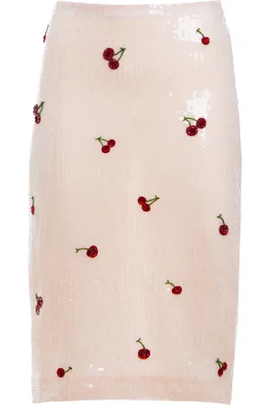Des Phemmes Cherry-Sequined Midi Skirt