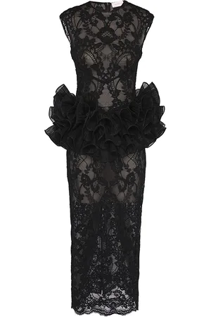 ZIMMERMANN Ruffled Lace Peplum Midi Dress