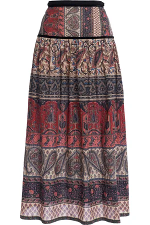 VALENTINO GARAVANI Patterned Muslin-Lurex Midi Skirt