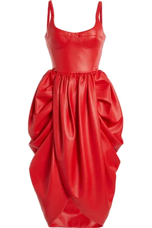 Stella McCartney Draped Altermat Vegan Leather Bustier Midi Dress