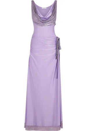 Paco rabanne Metallic Mesh-Detailed Satin Jersey Maxi Dress