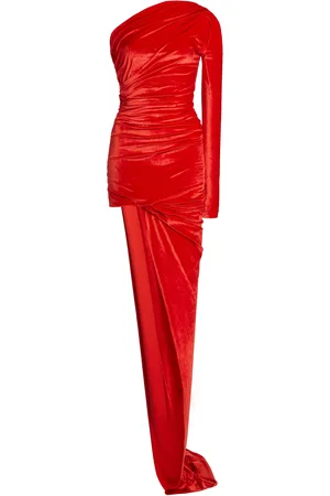 Balenciaga Asymmetric Velvet Mini Dress