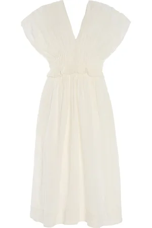 SEA Zora Pleated Voile Midi Dress