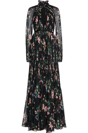 Giambattista Valli Plisse Floral Silk-Georgette Maxi Dress