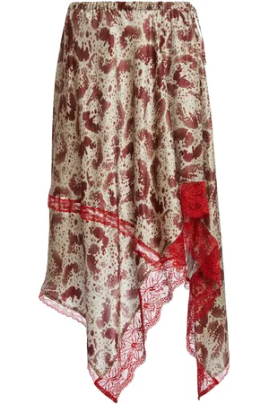 DRIES VAN NOTEN Orchid-Print Silk-Satin Midi Skirt