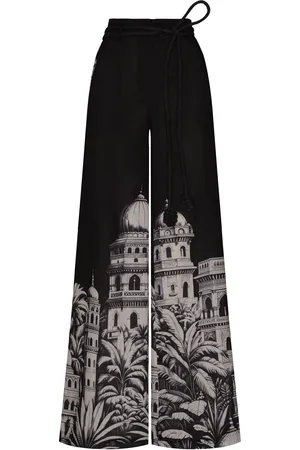 Andres Otalora Cúpula Belted Linen Wide-Leg Pants