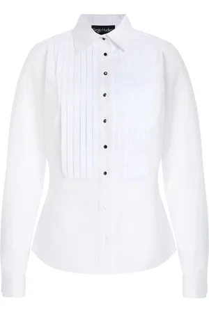 Sergio Hudson Pleated Cotton Tuxedo Shirt
