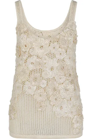 Heirlome Emily Flower-Detailed Knit Silk Tank Top