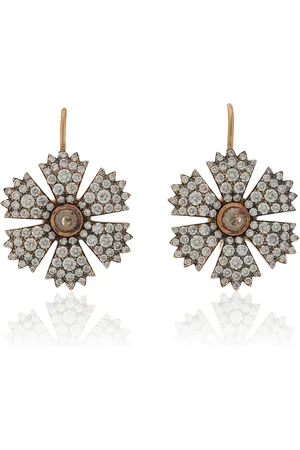 Sylva & Cie Flower 18K Diamond Earrings