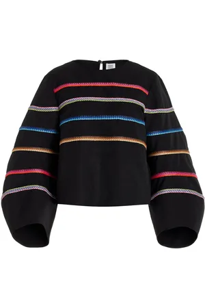 Rosie Assoulin Striped Raffia Cotton Top