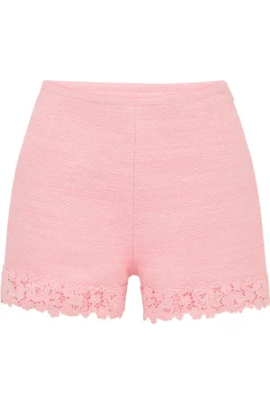 LOVESHACKFANCY Coralyn Lace-Trimmed Tweed Shorts