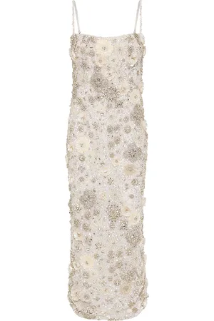 RACHEL GILBERT Francesca Floral Crystal-Embellished Tulle Midi Dress