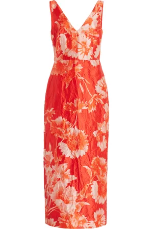 Erdem Crinkled Satin Midi Dress