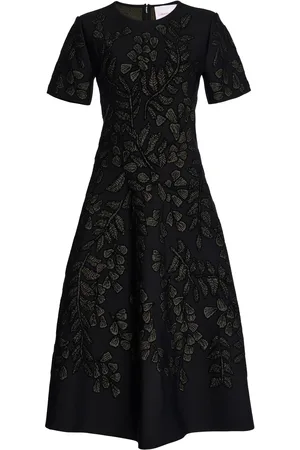 Carolina Herrera Flared Patterned Jacquard Midi Dress