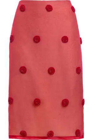 Des Phemmes Beaded Silk-Chiffon Midi Skirt