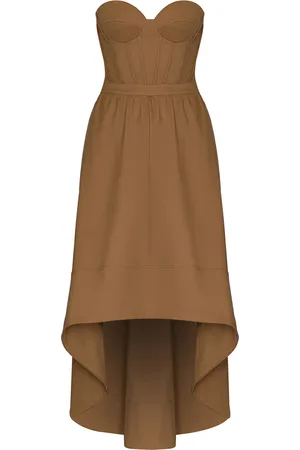 Andres Otalora Shahi Cotton Twill Bustier Midi Dress