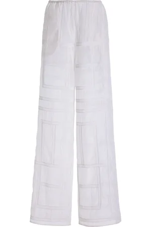 Totême Embroidered Cotton-Silk Wide-Leg Pants