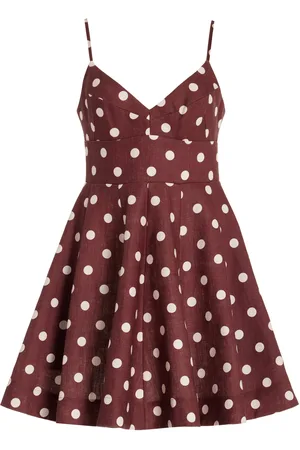 ZIMMERMANN Acacia Polka-Dot Linen Fit-and-Flare Mini Dress