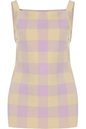 High Asher Gingham Cotton-Blend Knit Apron Top