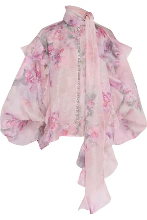 ZIMMERMANN Crush Ruffled Floral Linen-Silk Top