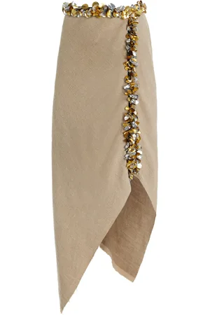 Diotima Darliston Embellished Linen Midi Skirt