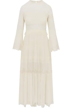 LOVESHACKFANCY Rosney Lace-Paneled Chiffon Maxi Dress
