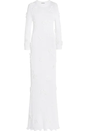 Jil Sander Crochet-Detailed Knit Midi Dress