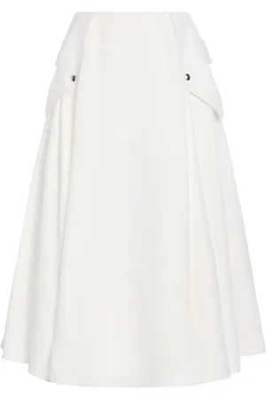 Bottega Veneta Pleated Twill Midi Skirt