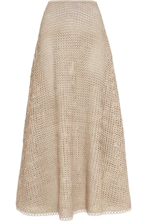 Ralph Lauren Trivelas Open-Knit Leather Maxi Skirt