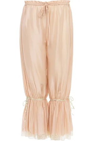 Chloé Lace-Trimmed Silk Plonge Cropped Pants