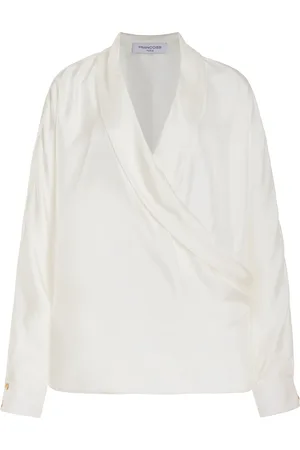 FRANCOISE Exclusive Mila Wrap-Front Silk Shirt
