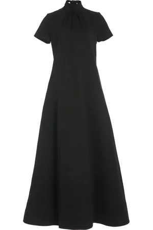 Staud Ilana Tie-Neck Cotton-Blend Maxi Dress