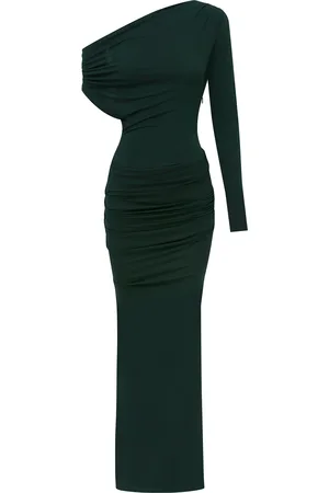 ALEX PERRY Asymmetric Draped Crepe Jersey Maxi Dress