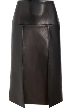 Khaite Kidd Pleated Leather Midi Skirt