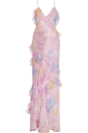 LOVESHACKFANCY Rialto Ruffled Silk-Blend Gown