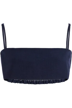 Matthew Bruch Structured Bandeau Linen Crop Top