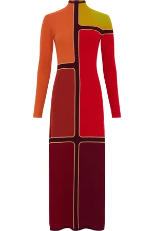 GABRIELA HEARST Apollonis Colorblock Wool-Cashmere Maxi Dress