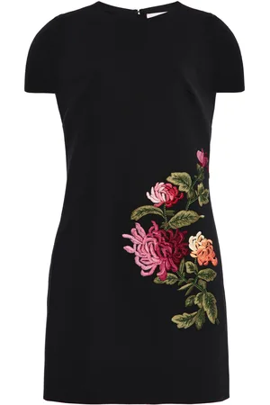 Carolina Herrera Embroidered Bi-Stretch Wool Tailoring Mini Shift Dress