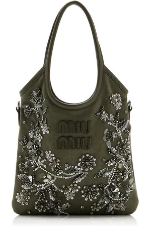 Miu Miu Ivy Embroidered Gabardine Tote Bag