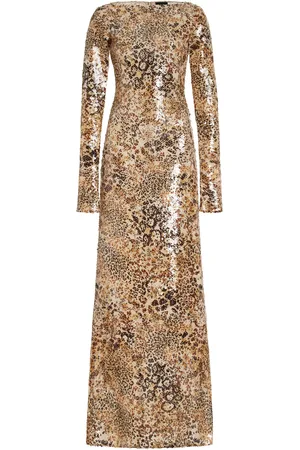 LAPOINTE Leopard- Sequined Maxi Dress