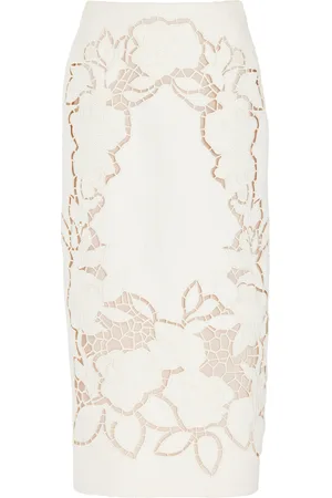 Oscar de la Renta Floral Tweed Midi Skirt