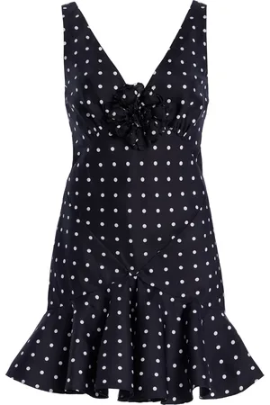 RODARTE Flower-Detailed Polka-Dot Silk-Twill Mini Dress