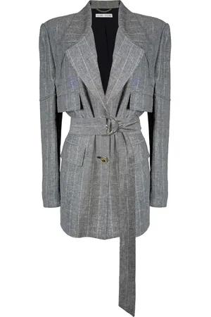 Amir Taghi Melissa Pinstriped Linen Twill Blazer